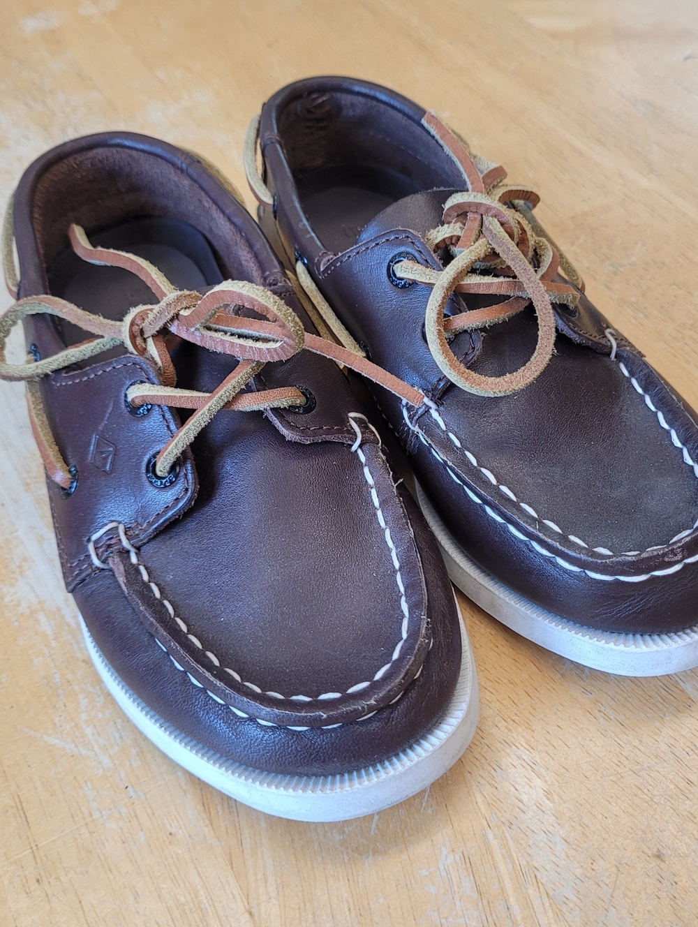 Sperry Kids Authentic Original Brown Leather Boat Shoes 12